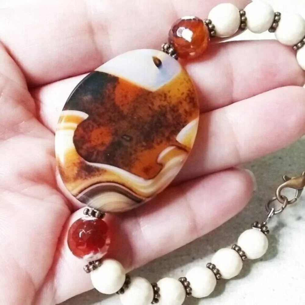 Bold & Chunky! Step into 2026 with Power! Beaded Agate + Fossil Beads Bracelet
